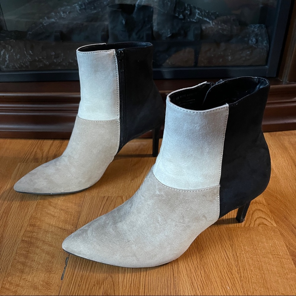 Color Block Suede Ankle Boots
